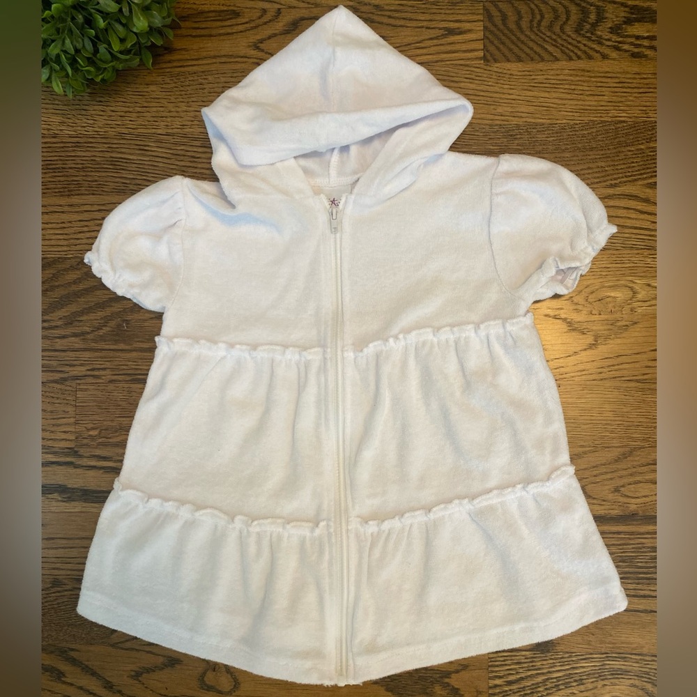 EUC Freestyle Revolution White Terrycloth Hooded Swim Coverup Sz 3T